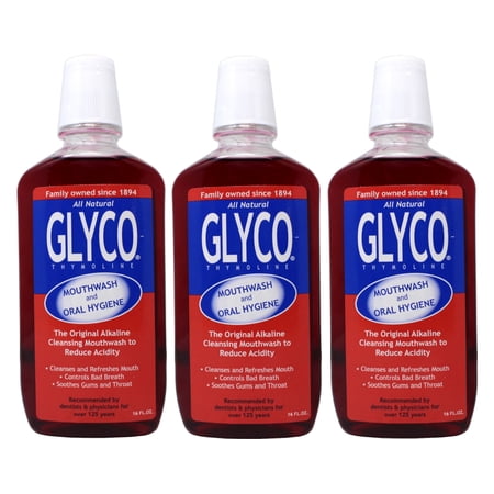 3 Pack - Glyco-Thymoline Mouthwash and Oral Hygiene, The Original Alkaline Cleansing Mouthwash to Reduce Acidity, 16 fl oz