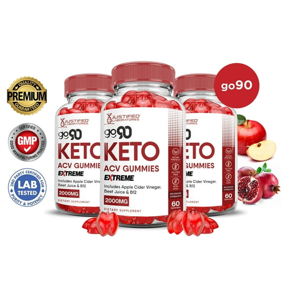 (3 Pack) Go 90 Keto Extreme ACV Gummies 2000mg Dietary Supplement 180 Gummys