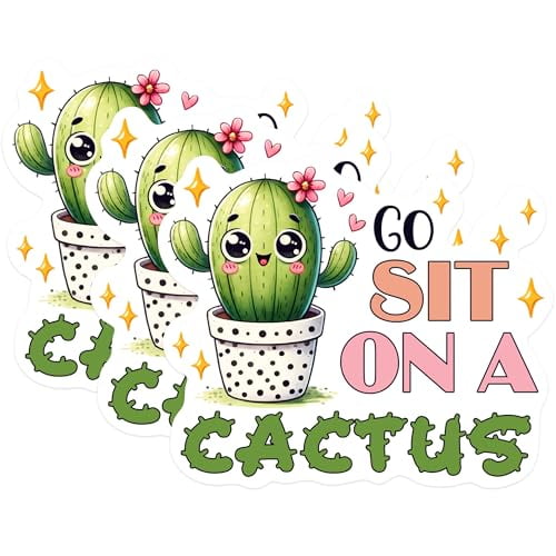 (3 Pack) Go Sit On A Cactus Decals - Funny Saying Stickers - Laptop ...