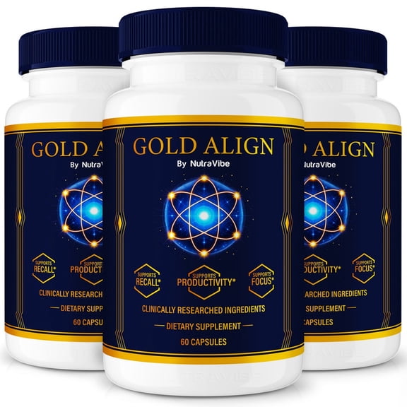(3 Pack) Gold Align Pills  Daily Formula with a Natural Blend to Help Maintain Focus, Memory & Concentration | Clean, Gentle, Easy-to-Swallow Capsules for Everyday Sharpness (180 Capsules)