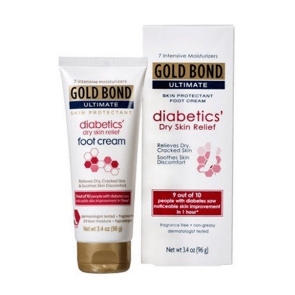 Gold Bond Diabetic Skin Relief Foot Cream 3.4 oz Each 3 Pack for Dry