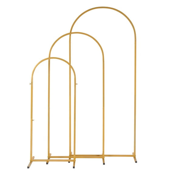 3 Pack Gold Metal Wedding Arch Set 3 Sizes Powder Coated Iron Garden Arbors for Wedding Backdrop & Climbing Plant Trellis