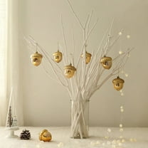 ​3 Pack Golden Acorn Ornaments - 3.2 Inch Snowflake Christmas Hanging Decor for Tree & Ceiling​​ Gold