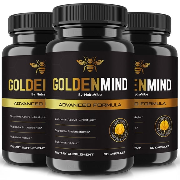 (3 Pack) GoldenMind Pills Daily Formula with a Natural Blend to Help Maintain Focus, Memory & Concentration | Clean, Gentle, Easy-to-Swallow Capsules for Everyday Sharpness (180 Capsules)