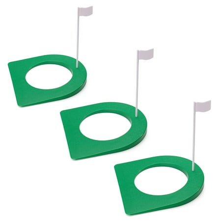 3 Pack Golf Putting Cup Set, Plastic Green Golf Hole with Flag, Portable Golf Putting Hole Training Aid for Practice Game Indoor Outdoor Home Backyard