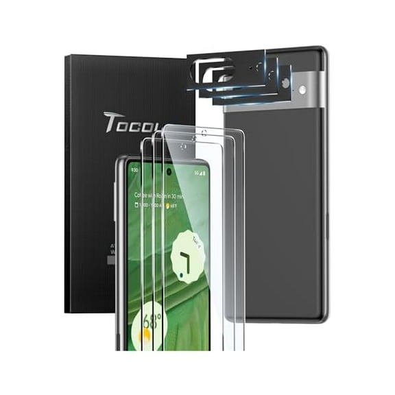 3 Pack for Google Pixel 7 - Tempered Glass Screen Protector & Glass Camera Lens Protector, 10X Military Shatterproof, [Alignment Tool] [Fingerprint Unlock]