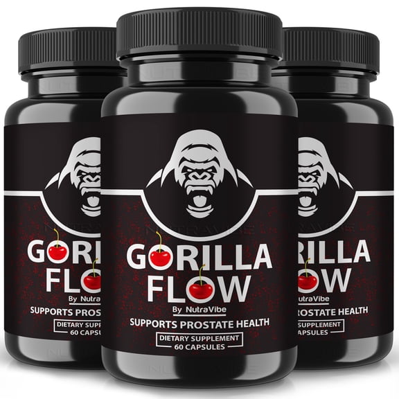 (3 Pack) Gorilla Flow, GorillaFlow Max Prostate Supplement, Ultimate Support for Men, All Natural Pills, Extra Strength Formula for Overall Health, Official Gorilla Flows Review (180 Capsules)