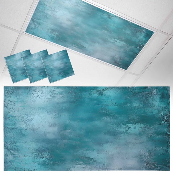 3 Pack Graffiti Effects Modern Art Fluorescent Light Covers for Ceiling Lights Retro Turquoise Watercolor Magnetic Ceiling Light Covers Overhead Light Filters for Office Classroom Home