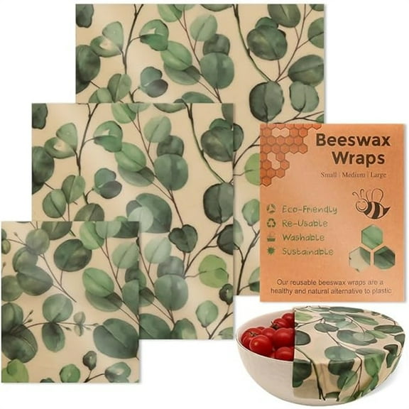 3-Pack Grass Fruit Beeswax Food Wraps,Reusable and Biodegradable Food Covers