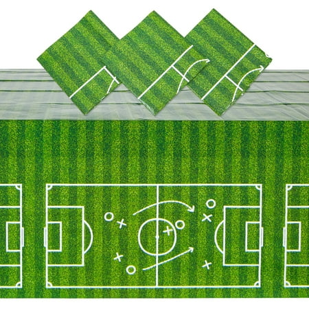 3 Pack Grass Table Cloths for Parties, Soccer Themed Birthday Party Supplies (54 x 108 In)