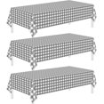 thumbnail image 1 of 3 Pack Gray and White Checkered Tablecloths 54"x108" Disposable Plastic Table Cloths Buffalo Plaid Tablecloths for Home,Halloween,Picnic Table Covers for Pizza Party,Race Car Birthday Decors, 1 of 8