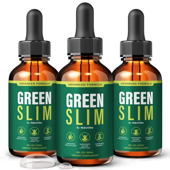 (3 Pack) Green Slim Natural Daily Liquid Formula Designed to Align with Fitness Goals, Support an Active Lifestyle & Body Balance | Just a Few Drops for a Fit-Focused Routine (90 Servings)