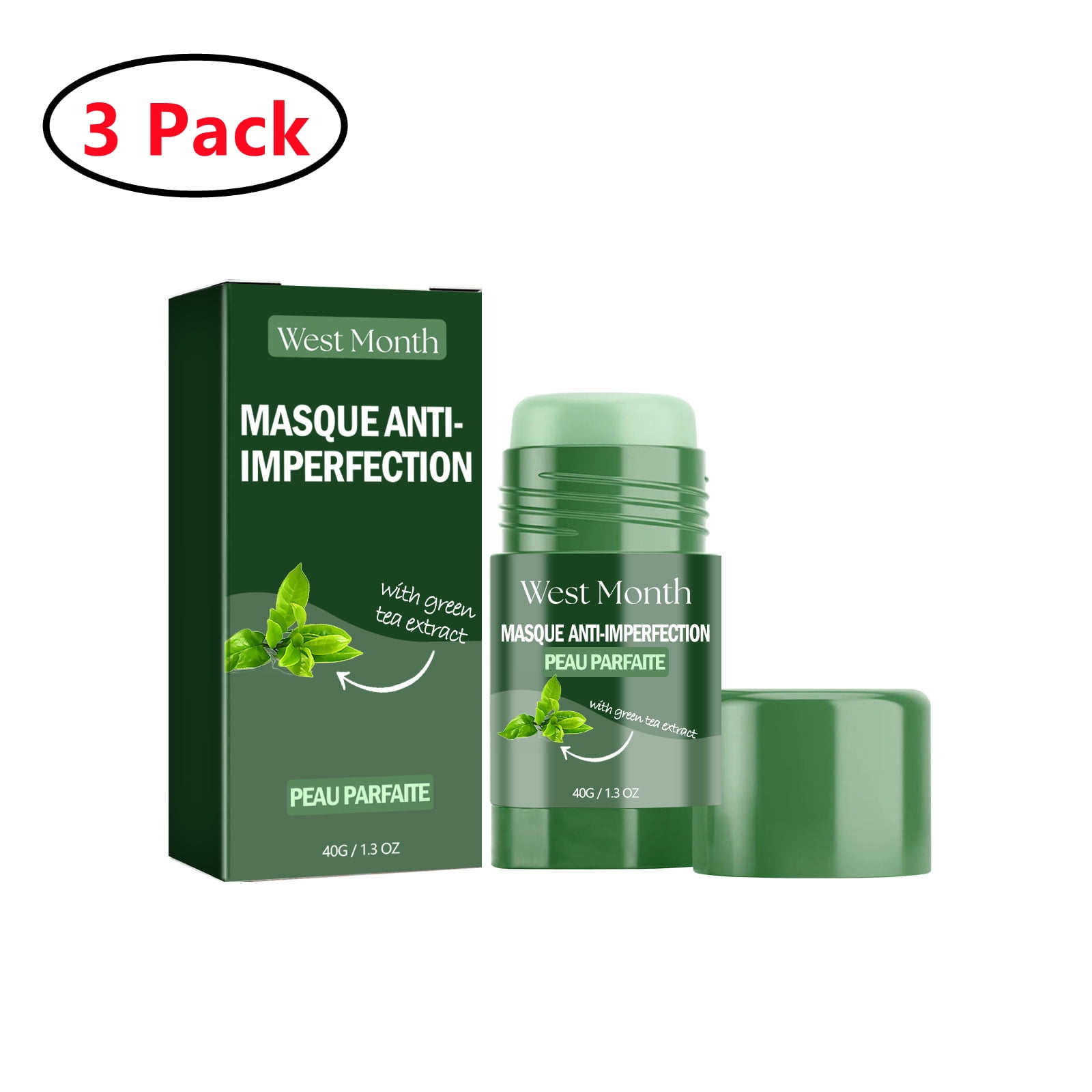 3 Pack Green Tea Stick Pore Cleaner Green Mask Stick Prevents