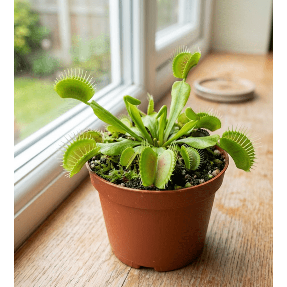 3 Pack Green Venus Flytrap Starter Plants, Small Live Carnivorous Plant Collection, Easy Care Growers