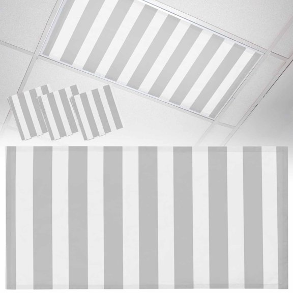 3 Pack Grey and Fluorescent Light Covers for Ceiling Lights White Striped Geometric Magnetic Ceiling Light Covers Overhead Light Filters for Office Classroom Home
