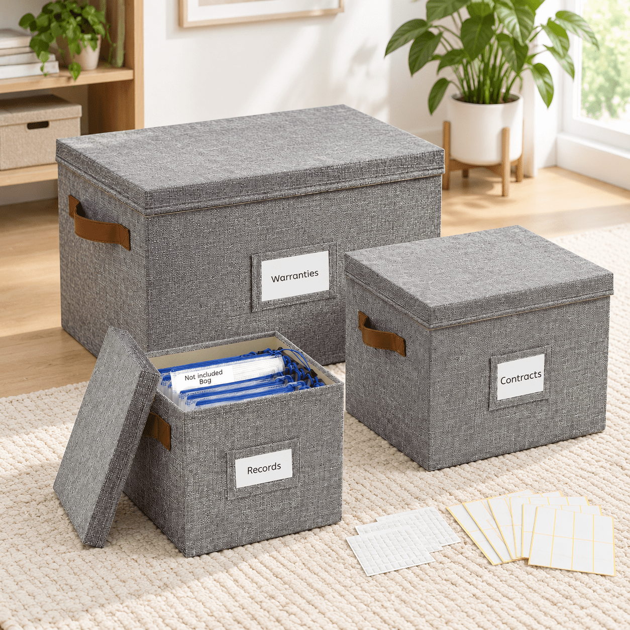 3 Pack Grey Linen Storage Boxes, Multi-size Collapsible Organizers ...