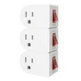 thumbnail image 1 of 3 Pack Grounded Outlet Wall Tap Adapter with On/Off Power Switch，Single Outlet with Switch in White, 1 of 5