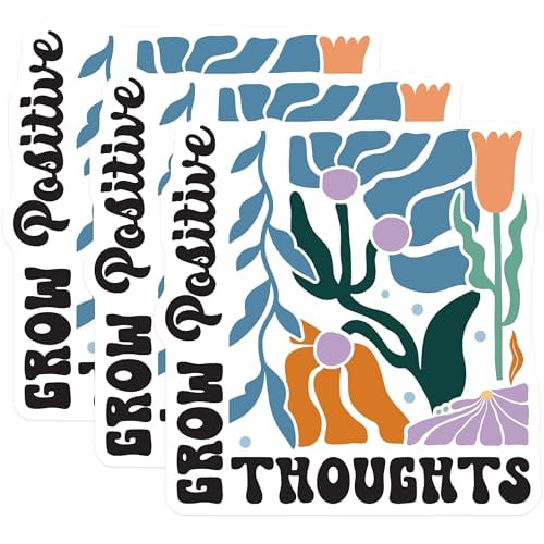 Positive Sticker Growing (3 Pack) Grow Positive Thoughts Decals - Floral Illustration Stickers ...