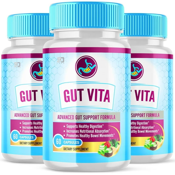 (3 Pack) Gut Vita Advanced Gut Support Formula Capsules Capsules for Gut Health Support, Gut Vita Healthy Digestion Supplement (180 Capsules)