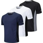 ZENGVEE 3 Pack Gym Shirts Men Dry Fit Running Tops for Men Breathable Sport T Shirts Moisture Wicking Workout Training Shirts Short Sleeve Tops