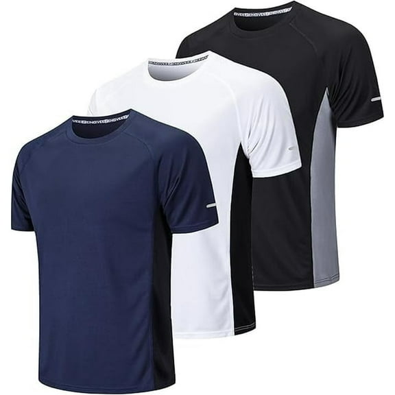 3 Pack Gym Shirts Men Dry Fit Running Tops for Men Breathable Sport T Shirts Moisture Wicking Workout Training Shirts Short Sleeve Tops