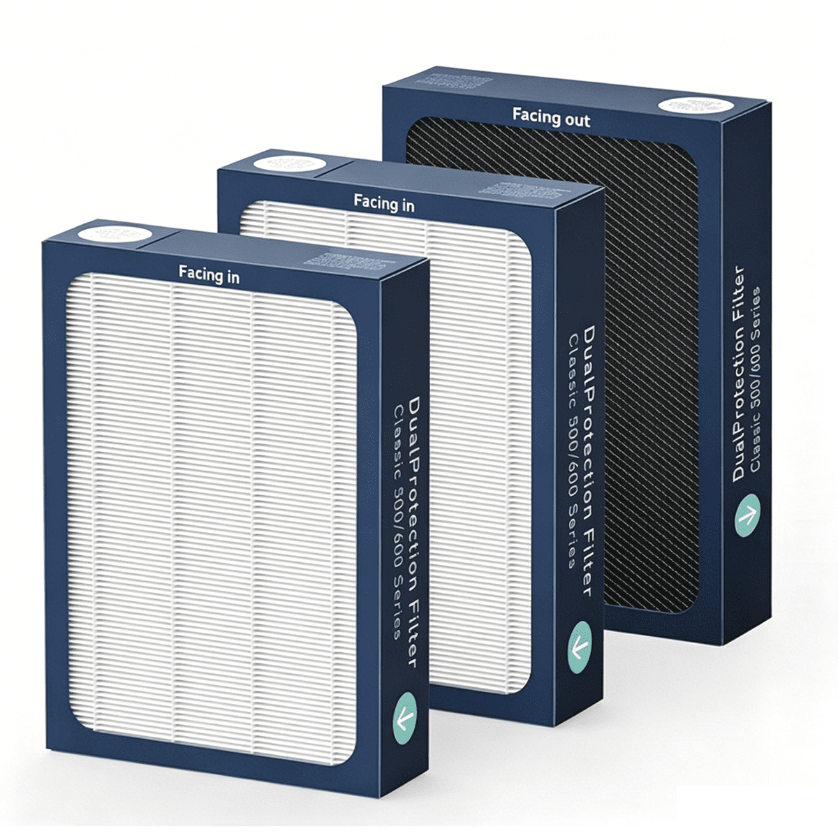 3 Pack HEPA Filter Replacement Compatible with Blueair Classic 500/600 Series Air Purifiers 501, 503, 505, 510, 550E, 555EB, 580i, 601, 605,680i, Dual Protection Filter
