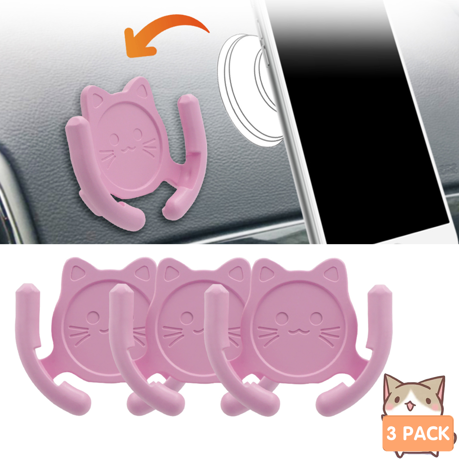 3 Pack HOMEFOX MultiSurface Holder Car Mount Compatible for Popsocket