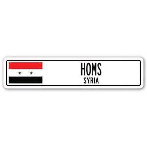 3 Pack: HOMS, SYRIA Street Sign Sticker 3" Syrian flag city country road - Sticker - Construction Toolbox, Hardhat, Lunchbox, Helmet, Mechanic, Luggage, Skateboard, Surfboard, Bumper