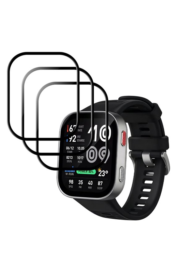 [3 Pack] HYRACPO Composite Material Screen Protector for Amazfit Bip Max , Ultra Clear Scratch Resistant Watch Film