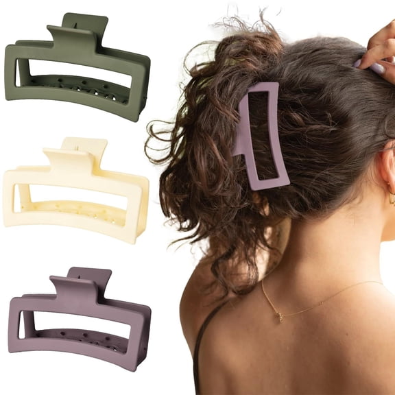 3 Pack Hair Clips for Women 5.1 Inch Large Claw Clips for Women Thick Curly Hair, Big Matte Banana Clips,Strong Hold Jaw Clips