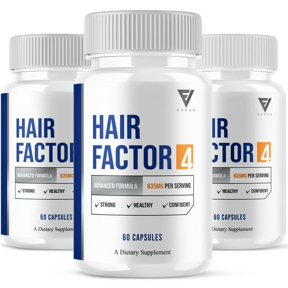 (3 Pack) Hair Factor 4 Advanced Supplement, HairFactor 4 Pills (180 Capsules)