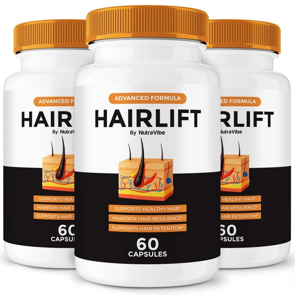 (3 Pack) HairLift Capsules, Official Hair Lift Formula Hair Care Pills for Thicker, Fuller, and Healthier Hair, The Ultimate Hair Revival and Regrowth Solution, Reviews (180 Capsules)