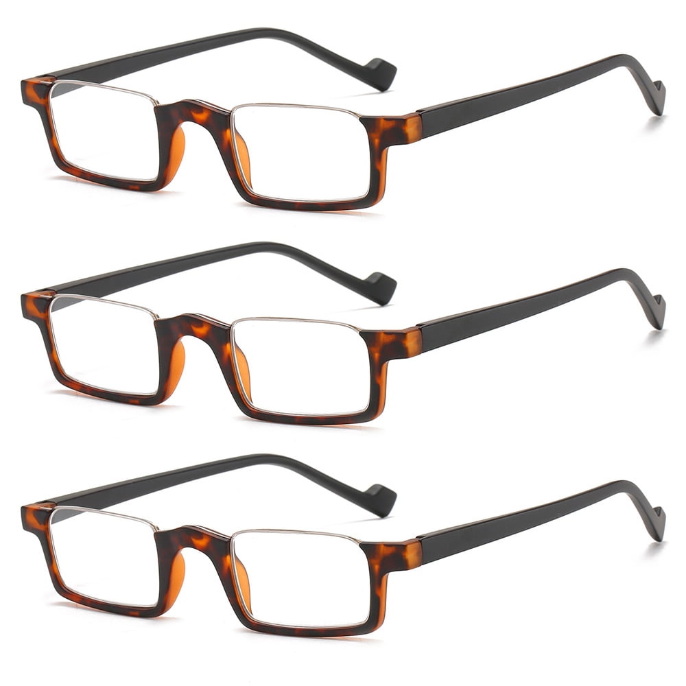 3 Pack Half Rimless Rectangular Glasses Men Women Elderly Reading ...