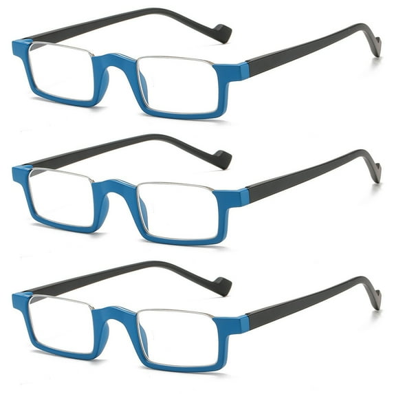 3 Pack Half Rimless Rectangular Glasses Men Women Elderly Reading Glasses