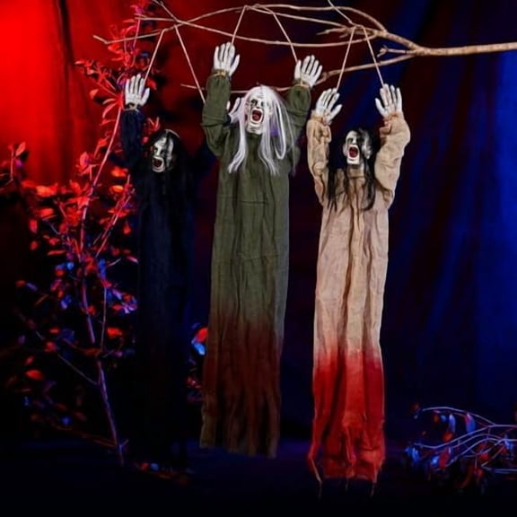 3 Pack Halloween Decorations Outdoor,Hanging Ghost Spooky Skeletons Decor Supplies, Creepy Haunted House Flying Halloween Decoration with Yard Tree Porch Garden Party Dcor Indoor