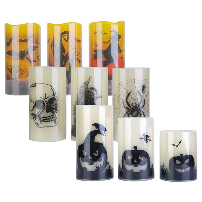 3 Pack Halloween Flameless Candle Lamp with Timer Setting Battery ...