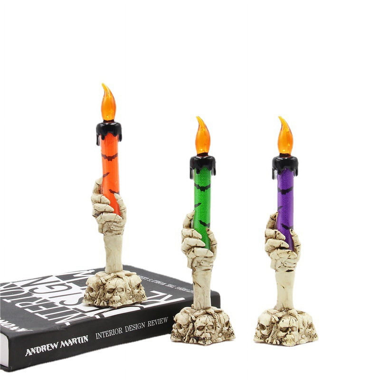 3 Pack Halloween Skeleton Hand Candle Light,Battery Operated Halloween