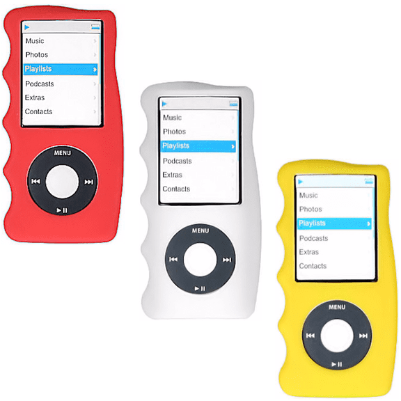 3-Pack Hand Grip Silicone Sleeve for 4th Generation iPod Nano - Clear Red Yellow