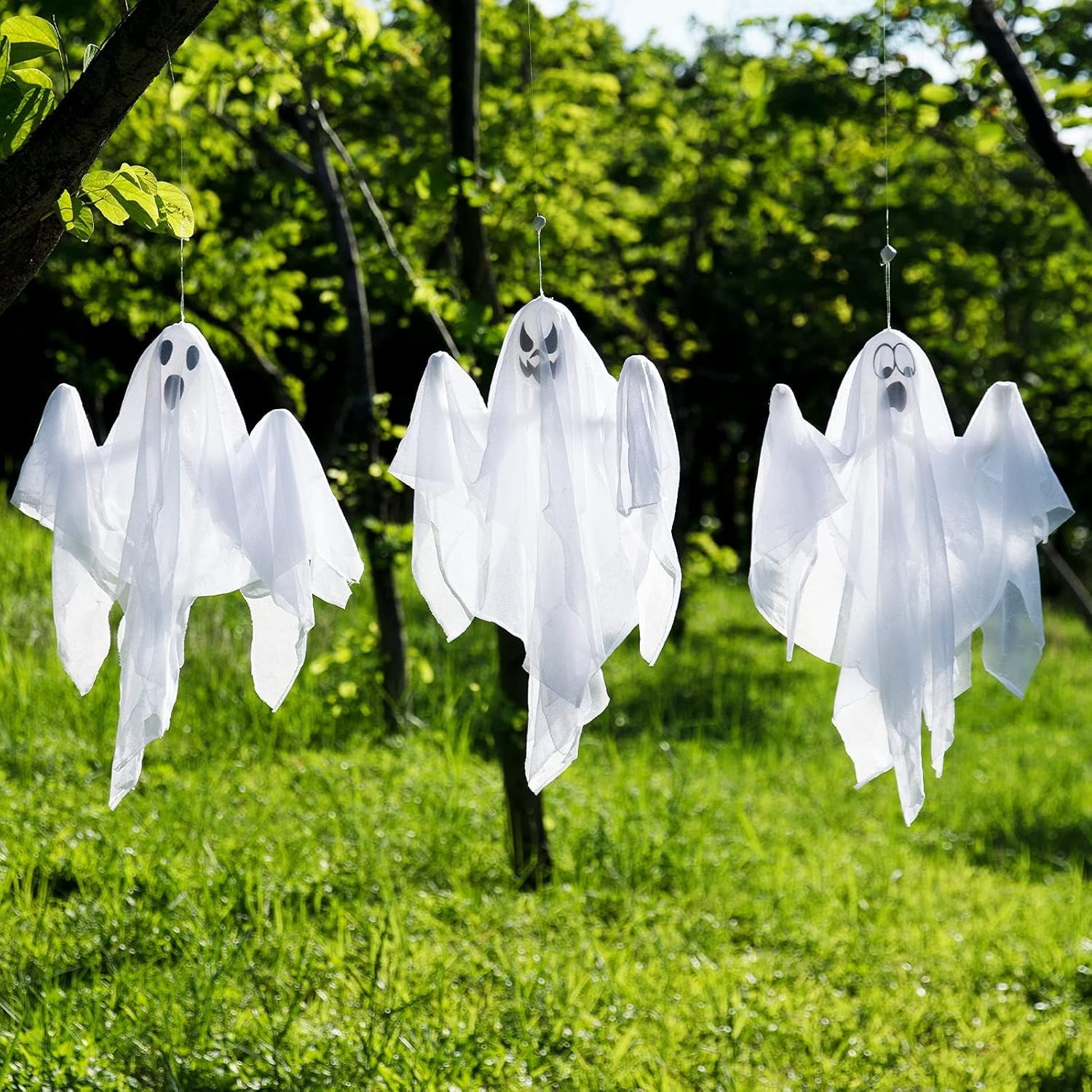 3 Pack Hanging Ghosts Halloween Decor, Cute Flying Ghost Decorations ...