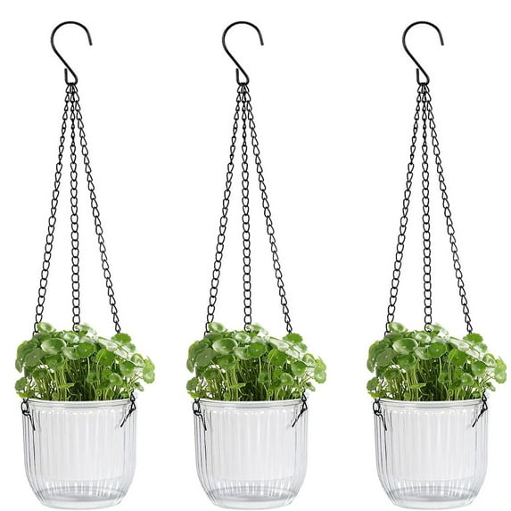 3 Pack Hanging Planter,Bexikou 4.5 Inch Hanging Planters Flower Pots for Indoor Outdoor Plants,Plastic Hanging Basket Plant Hanger with Drainage Holes for Garden Home Balcony