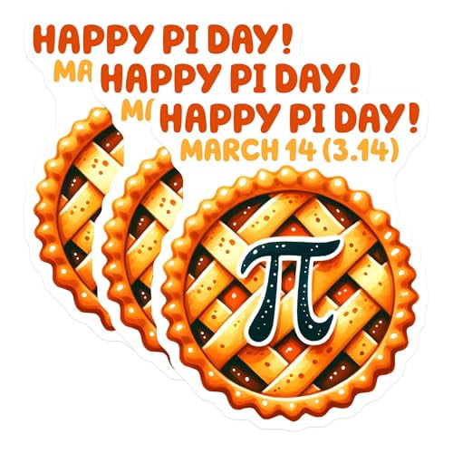 (3 Pack) Happy Pi Day Decals - March 14 Decals - Pie Decals - 3 Inches On Longest Side - Easy Peel & Apply - Made in USA - 3MCS6933