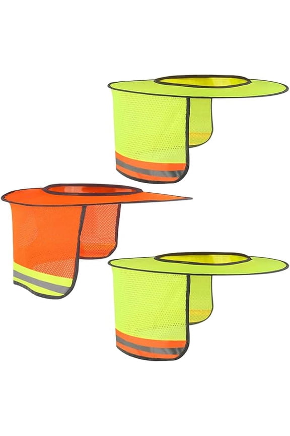 3 Pack Hard Hat Sun Shield Full Brim Mesh Hats Neck Sunshade, High Visibility Neck Sunshield w/Reflective Stripe for Hardhats