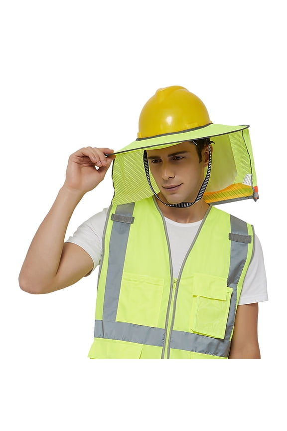 3 Pack Hard Hat Sun Shield, Full Brim Mesh Sunshade with Visor, High Visibility with Reflective Strip