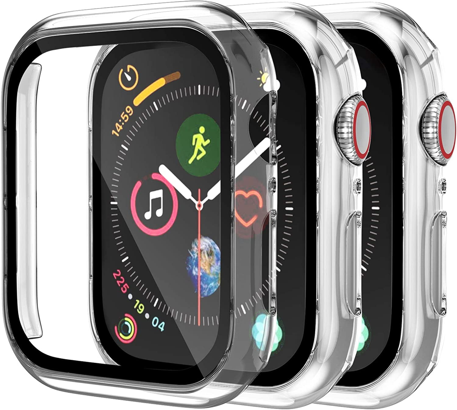 3 Pack Hard PC Case Compatible with Apple Watch 44mm SE iWatch Series 6 5 4 Built in Screen Protector Slim Guard Bumper Overall Shock Proof Protective Case Cover Clear 3 Pack Walmart