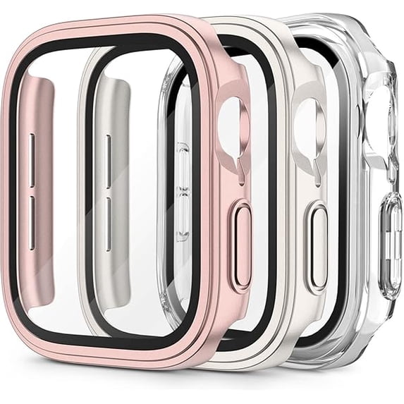 3 Pack Hard PC Case with Tempered Glass Screen Protector Compatible ...