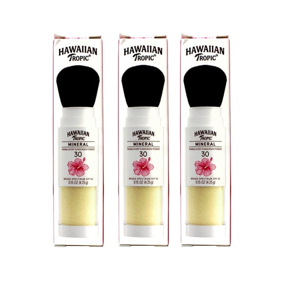 3 Pack - Hawaiian Tropic Mineral Skin Nourishing Sunscreen Powder Brush - SPF 30 - 0.15oz