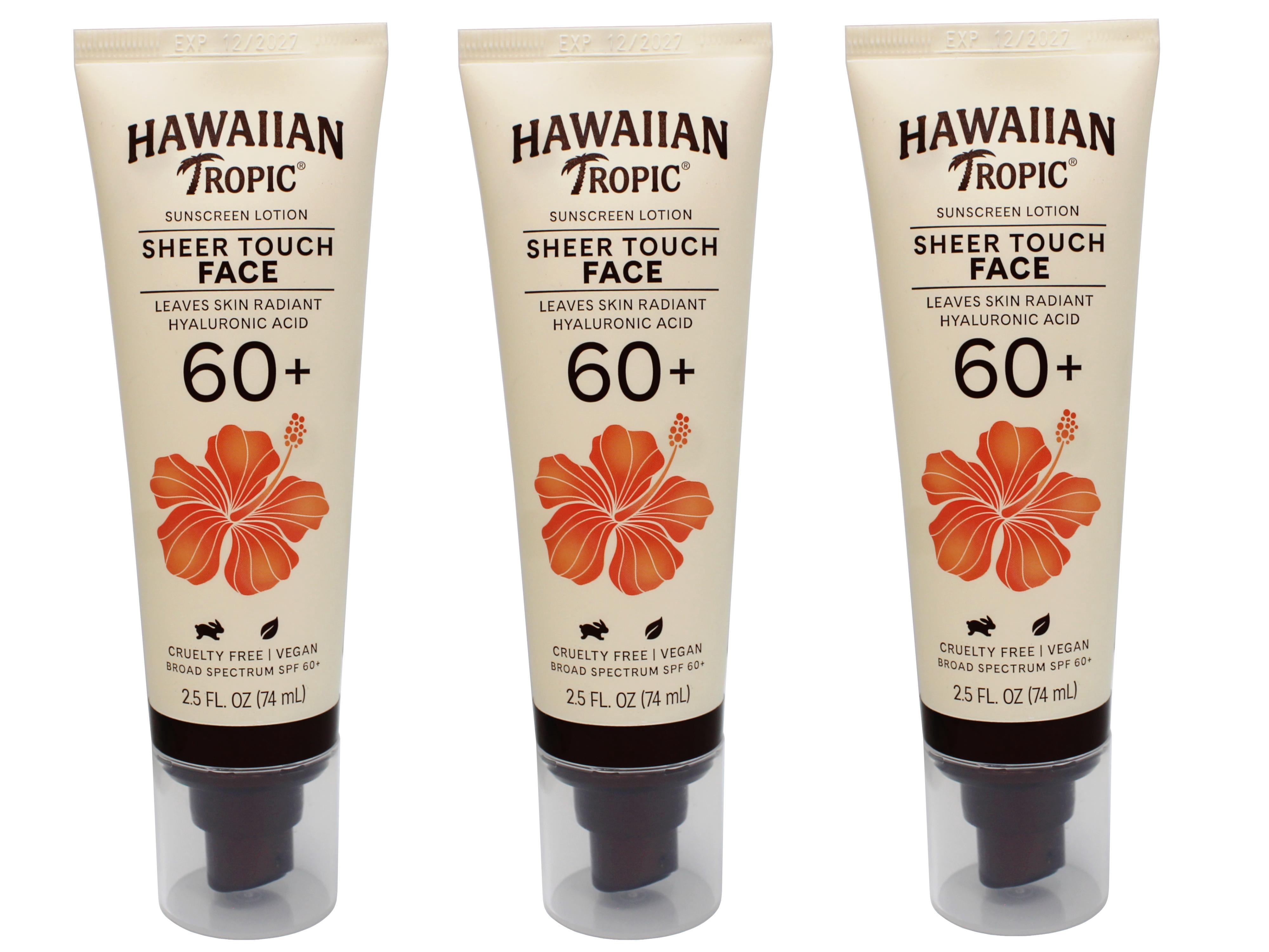 3 Pack - Hawaiian Tropic Sheer Touch Face Sunscreen Lotion SPF 60, 2.5 FL OZ