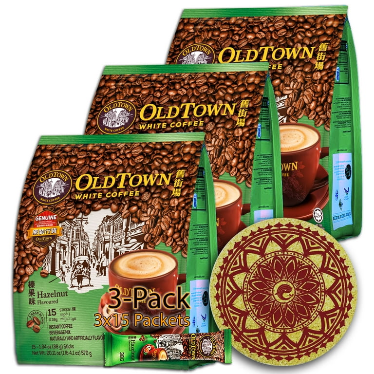 3 Pack Hazelnut) OLDTOWN White Coffee Hazelnut Medium Roast