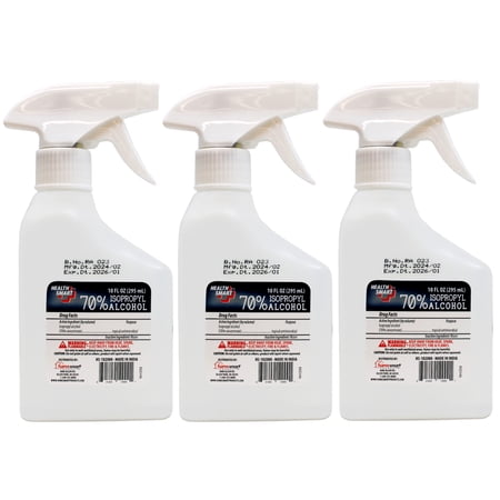 3 Pack - Health Smart 70% Isopropyl Alchohol Multipurpose Spray 10 Ounce