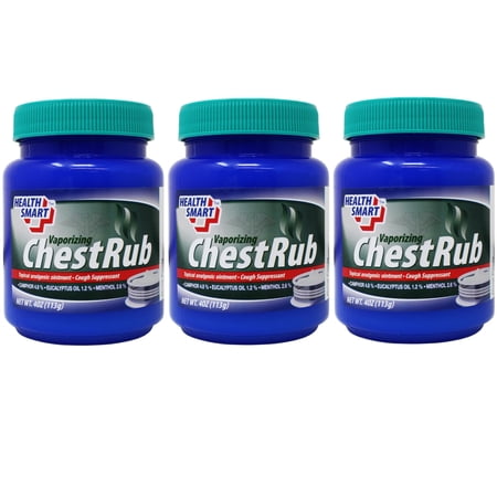 3 Pack - Health Smart Vaporizing Chest Rub, Soothing Relief for Cough & Congestion, 4 Ounce